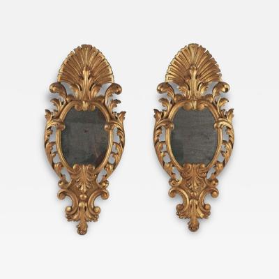 Pair Of 19th Century Italian Gilt Wall Mirrors Handcarved IT ca 1850