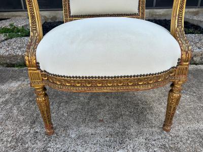Pair Of 19th Century Italian Louis XVI Style Giltwood Chairs