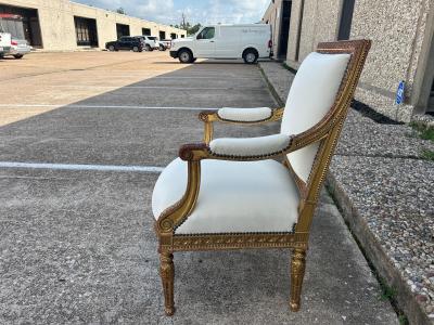 Pair Of 19th Century Italian Louis XVI Style Giltwood Chairs