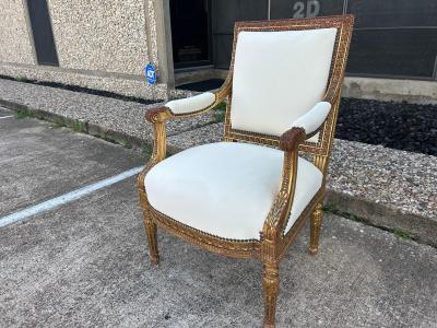 Pair Of 19th Century Italian Louis XVI Style Giltwood Chairs