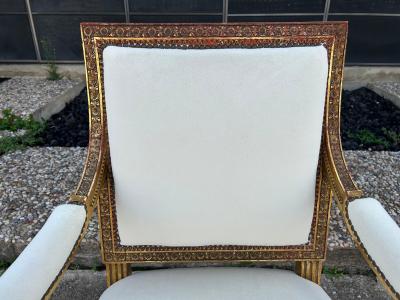 Pair Of 19th Century Italian Louis XVI Style Giltwood Chairs