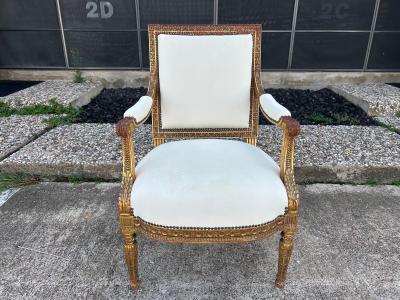 Pair Of 19th Century Italian Louis XVI Style Giltwood Chairs