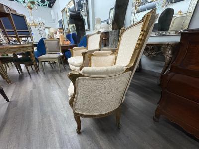 Pair Of 19th Century Louis XV Giltwood Bergeres