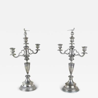 Pair Of 19th Century Solid Silver Candelabras Austria circa 1860