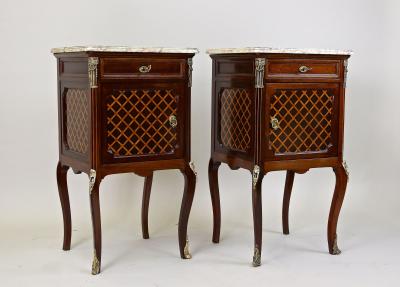 Pair Of 19th Century Transitional Pillar Commodes Side Tables France ca 1870