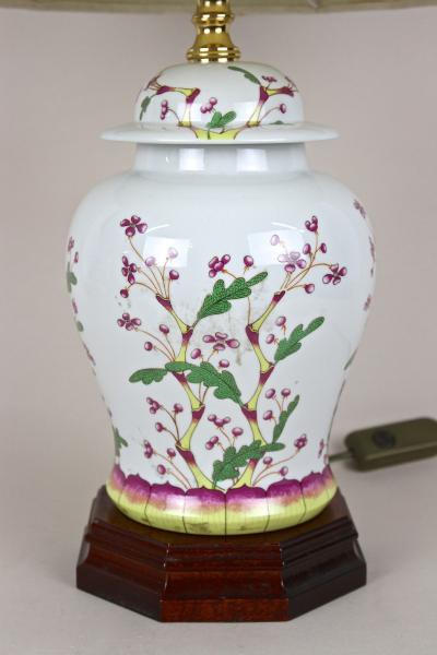 Pair Of 20th Century Ceramic Table Lamps With Lampshades Italy ca 1970s