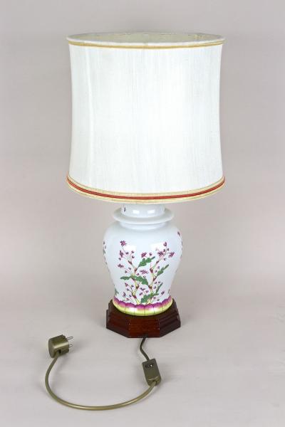 Pair Of 20th Century Ceramic Table Lamps With Lampshades Italy ca 1970s