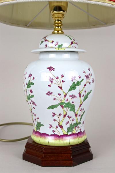 Pair Of 20th Century Ceramic Table Lamps With Lampshades Italy ca 1970s