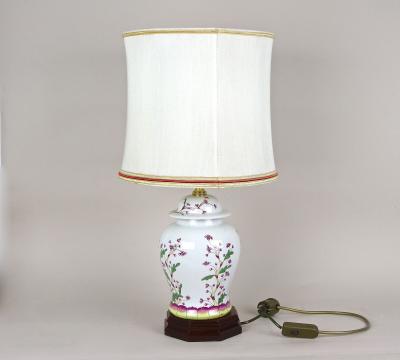 Pair Of 20th Century Ceramic Table Lamps With Lampshades Italy ca 1970s