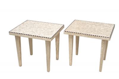 Pair Of 20th Century Travertine Stone Side End Tables One Of A Kind IT 1980