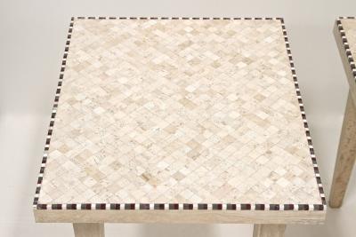 Pair Of 20th Century Travertine Stone Side End Tables One Of A Kind IT 1980