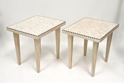 Pair Of 20th Century Travertine Stone Side End Tables One Of A Kind IT 1980