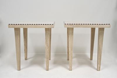 Pair Of 20th Century Travertine Stone Side End Tables One Of A Kind IT 1980