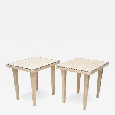 Pair Of 20th Century Travertine Stone Side End Tables One Of A Kind IT 1980
