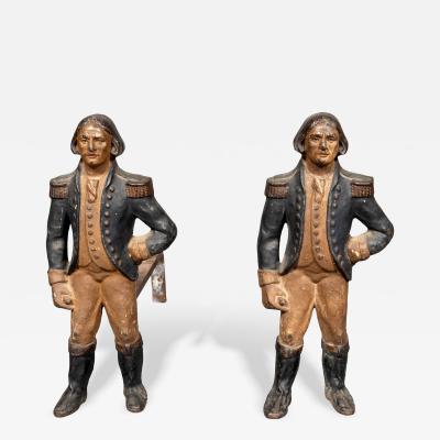Pair Of American Cast Iron George Washington Andirons