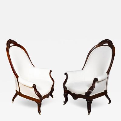 Pair Of American Victorian Rosewood Armchairs