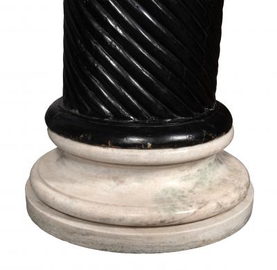 Pair Of Anglo Indian Ebonized Teak And Marble Columns