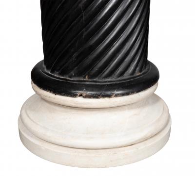 Pair Of Anglo Indian Ebonized Teak And Marble Columns