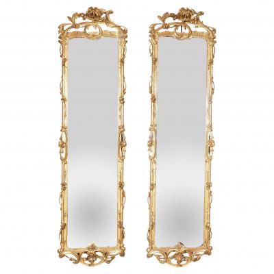 Pair Of Antique Danish Rococo Giltwood Mirrors