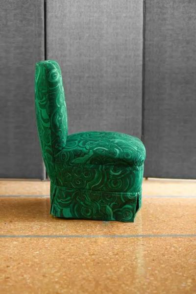 Pair Of Armchairs In Malachite Green Gemstone Fabric By Tony Duquette