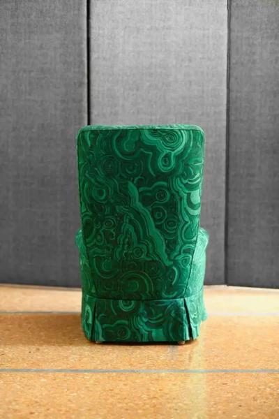Pair Of Armchairs In Malachite Green Gemstone Fabric By Tony Duquette