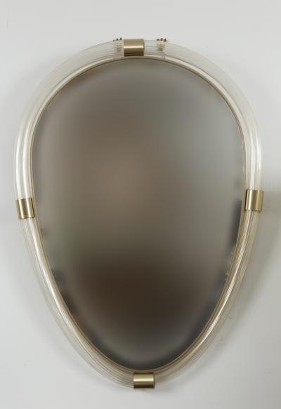 Pair Of Artisan Murano Blown Gold Oval Torchere Mirrors Contemporary