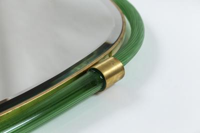 Pair Of Artisan Murano Blown Gold Oval Torchere Mirrors Contemporary