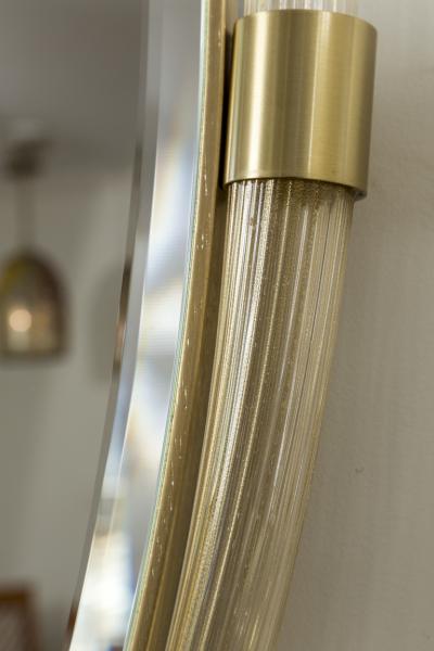 Pair Of Artisan Murano Blown Gold Oval Torchere Mirrors Contemporary