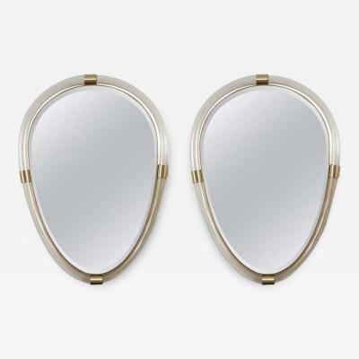 Pair Of Artisan Murano Blown Gold Oval Torchere Mirrors Contemporary