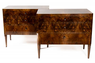 Pair Of Biedermeier Style Dark Walnut Chests