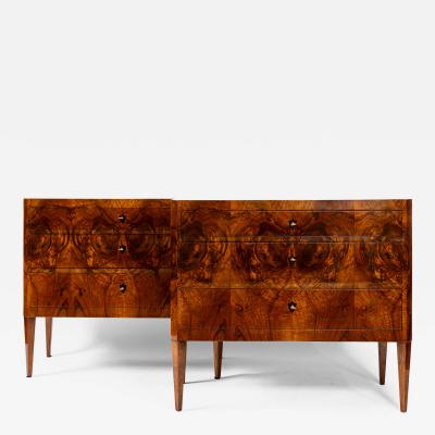 Pair Of Biedermeier Style Dark Walnut Chests