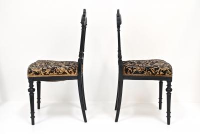 Pair Of Black 19th Century Side Chairs Original Upholstery FR ca 1870