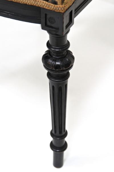 Pair Of Black 19th Century Side Chairs Original Upholstery FR ca 1870