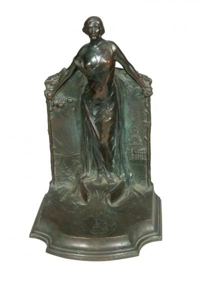 Pair Of Bronze Bookends By Rudolf Schwarz and Cast By Gorham Foundry