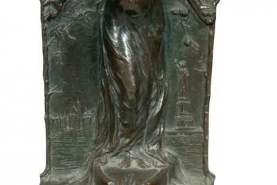 Pair Of Bronze Bookends By Rudolf Schwarz and Cast By Gorham Foundry