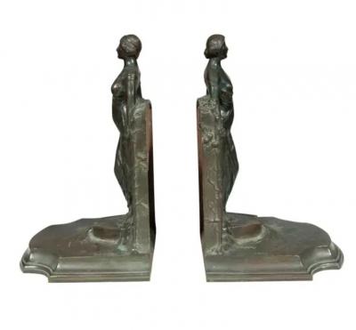 Pair Of Bronze Bookends By Rudolf Schwarz and Cast By Gorham Foundry