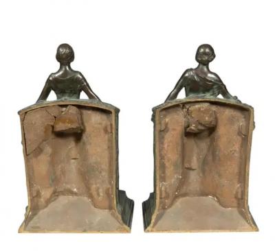 Pair Of Bronze Bookends By Rudolf Schwarz and Cast By Gorham Foundry