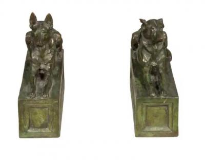 Pair Of Bronze Dogs By F B Godwin