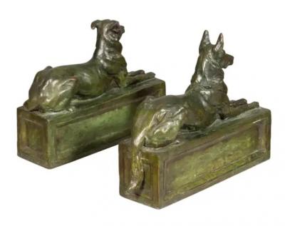 Pair Of Bronze Dogs By F B Godwin