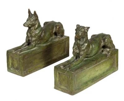 Pair Of Bronze Dogs By F B Godwin