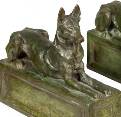Pair Of Bronze Dogs By F B Godwin
