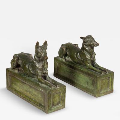 Pair Of Bronze Dogs By F B Godwin