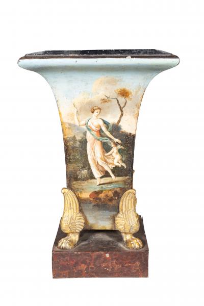 Pair Of Charles X Painted Tole Vases