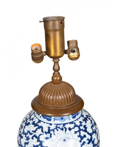 Pair Of Chinese Blue And White Porcelain Table Lamps