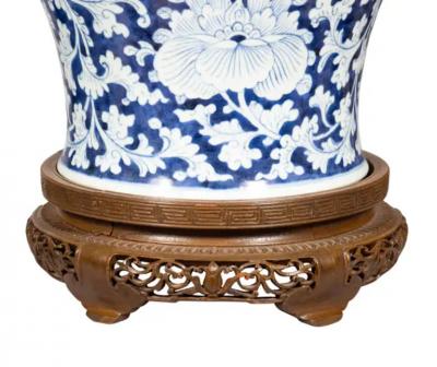 Pair Of Chinese Blue And White Porcelain Table Lamps