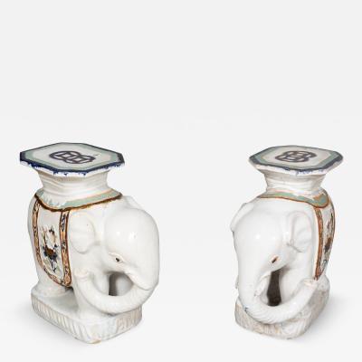 Pair Of Chinese Ceramic Elephant Form Tables