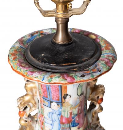 Pair Of Chinese Export Rose Mandarin Table Lamps