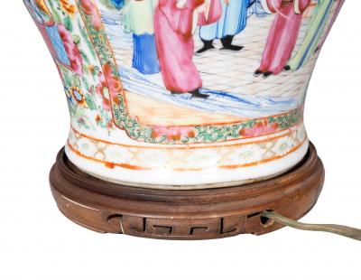 Pair Of Chinese Export Rose Mandarin Table Lamps