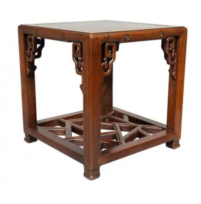 Pair Of Chinese Hungmu Wood End Tables