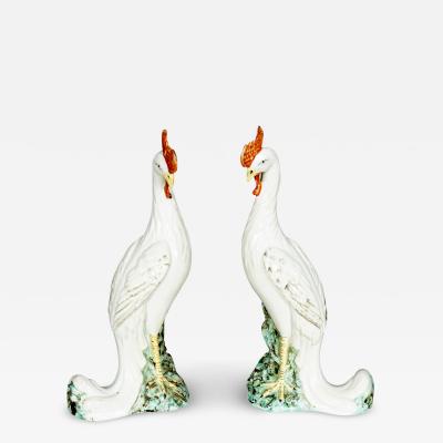 Pair Of Chinese Porcelain Phoenix Birds